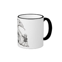dragon and boy black and white mug