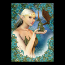 Dragon and Elf Poster, Fantasy Art posters