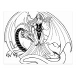 Dragon and Lady illustration Postcards