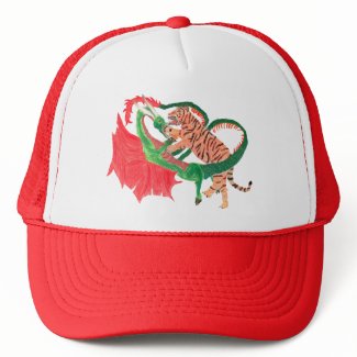 Dragon and tiger fighting hat