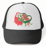 Dragon and tiger fighting trucker hats