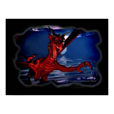 Dragon Attack 3D Fantasy Art Print by DragonCat