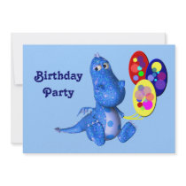 Dragon Balloons Kids Birthday Party Invitation