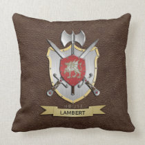 Dragon Battle Crest Brown Throw Pillow