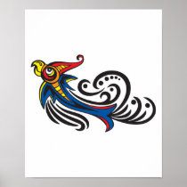 Dragon Bird Tribal Design Poster