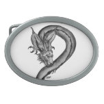 Dragon black and white Design Oval Belt Buckle