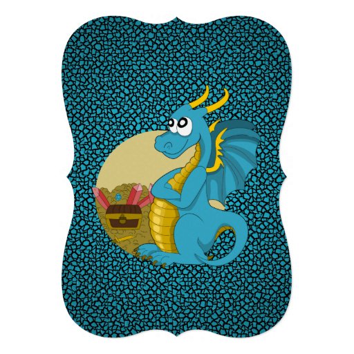 Dragon cartoon birthday print invitations