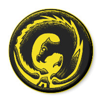 Dragon Circle Black and Yellow magnets by rustyoldtown Dragon Circle Black and Yellow magnets
