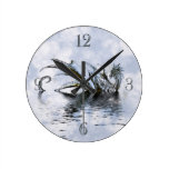 Dragon Clouds Blue Sky Grunge Wall Clock