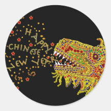 Dragon CNY Chinese New Year Round Stickers