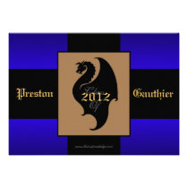 Dragon Crest Blue Senior Graduation Invitation