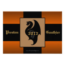 Dragon Crest Orange Senior Graduation Invitation