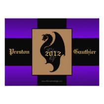 Dragon Crest Purple Senior Graduation Invitation