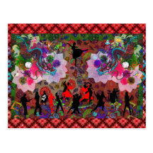 Dragon Dance Digital Collage Post Cards