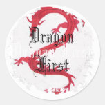 Dragon First Distressed Round Stickers