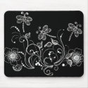 Dragon Flower in Black and White mousepads