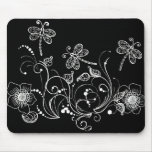 Dragon Flower in Black and White mousepads