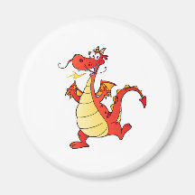 Dragon Funny Happy Fantasy Fiction Drawing Cartoon Magnet