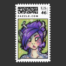 Dragon girl postage stamps