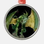 Dragon Green on Rock Christmas Ornaments