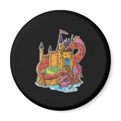 dragon guarding castle magnets by doonidesigns