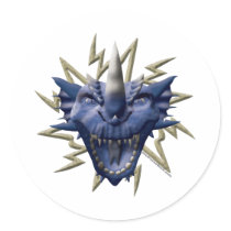 Dragon Head - Blue Round Sticker