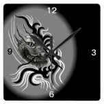 Dragon in Tattoostyle Square Wall Clocks