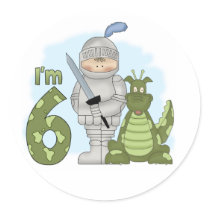 Dragon Knight 6th Birthday Round Sticker