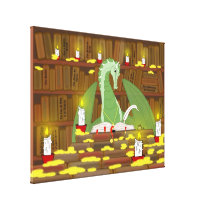 Dragon library gallery wrapped canvas