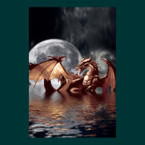 Dragon & Moon Fantasy Poster posters