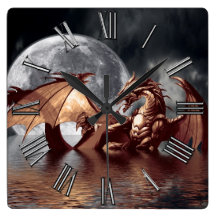 Dragon & Moon Fantasy Wall Clock