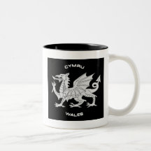 Dragon of Wales (Cymru)in Black and Grey Coffee Mugs