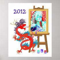 Dragon paints your portrait custom Poster
