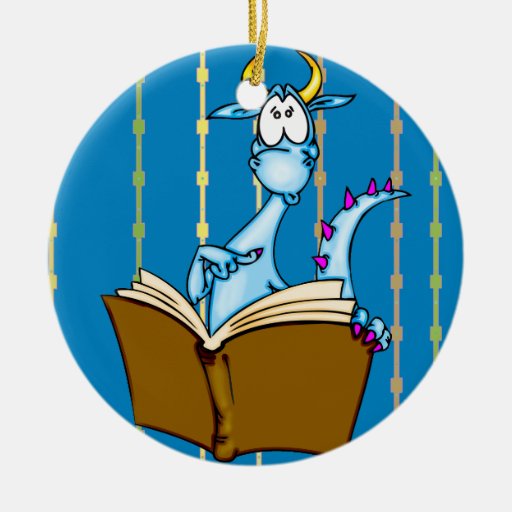 Dragon Reading Book Christmas Ornaments