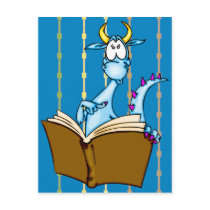 Dragon Reading Book Postcard