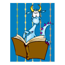Dragon Reading Book Postcard