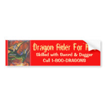 Dragon Rider For Hire bumper stickers