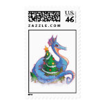 Dragon Round the Christmas Tree Postage Stamp
