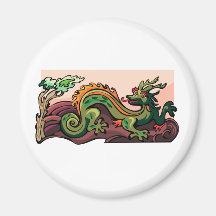 Dragon Serpent Tattoo Fantasy Fiction Drawing Art Fridge Magnets