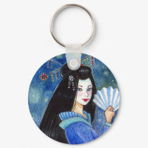 Dragon Smile Geisha Keychain by artbyamandarobbins Dragon Smile Geisha Keychain