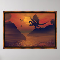 Dragon Sunset By Michelle Wilder Posters