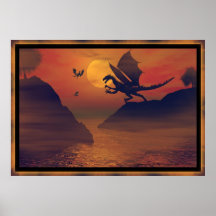 Dragon Sunset By Michelle Wilder Posters