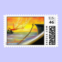 Dragon Sunset Postage Stamp stamps