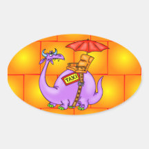 Dragon Taxi Oval Stickers