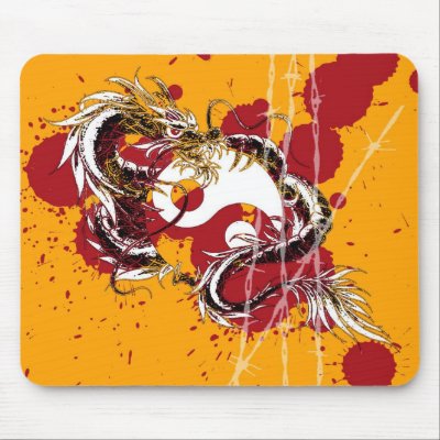 dragon yin yang mouse mat by redboy23