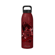 Dragones "clase" del negro y del rojo botallas de agua