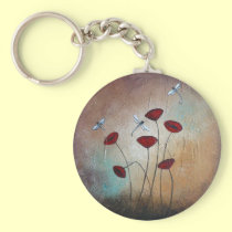 Dragonflies and Poppies keychains