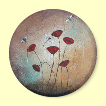 Dragonflies and Poppies magnets