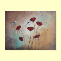 Dragonflies and Poppies postcards