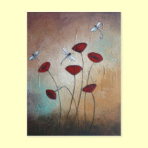 Dragonflies and Poppies postcards